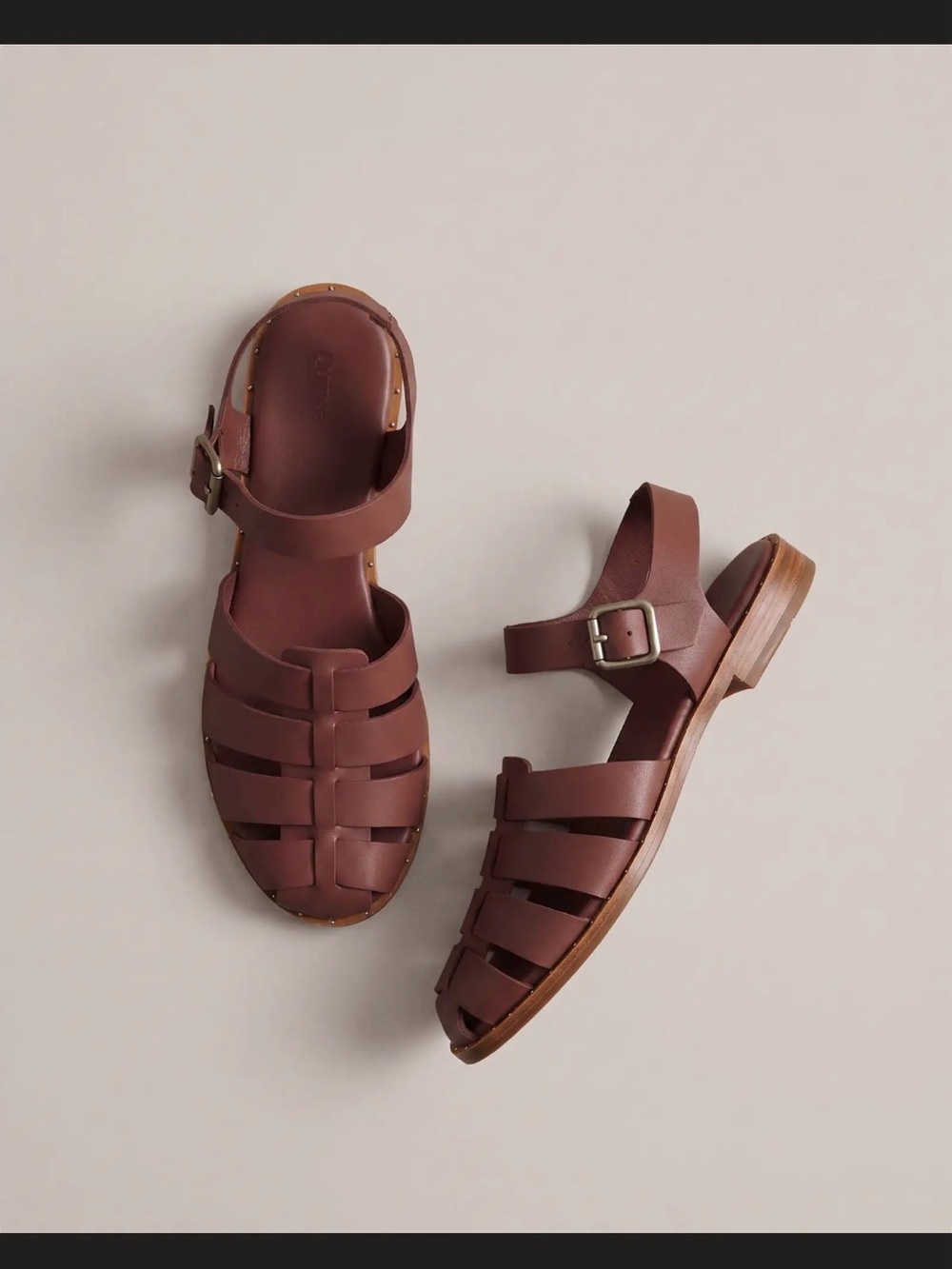 Quince Brown Leather Fisherman Sandals - Picture 1 of 13